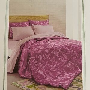BlueBellGray Twin Dorm Twin XL Duvet Cover Sham Set Pink Fleur Watercolor New